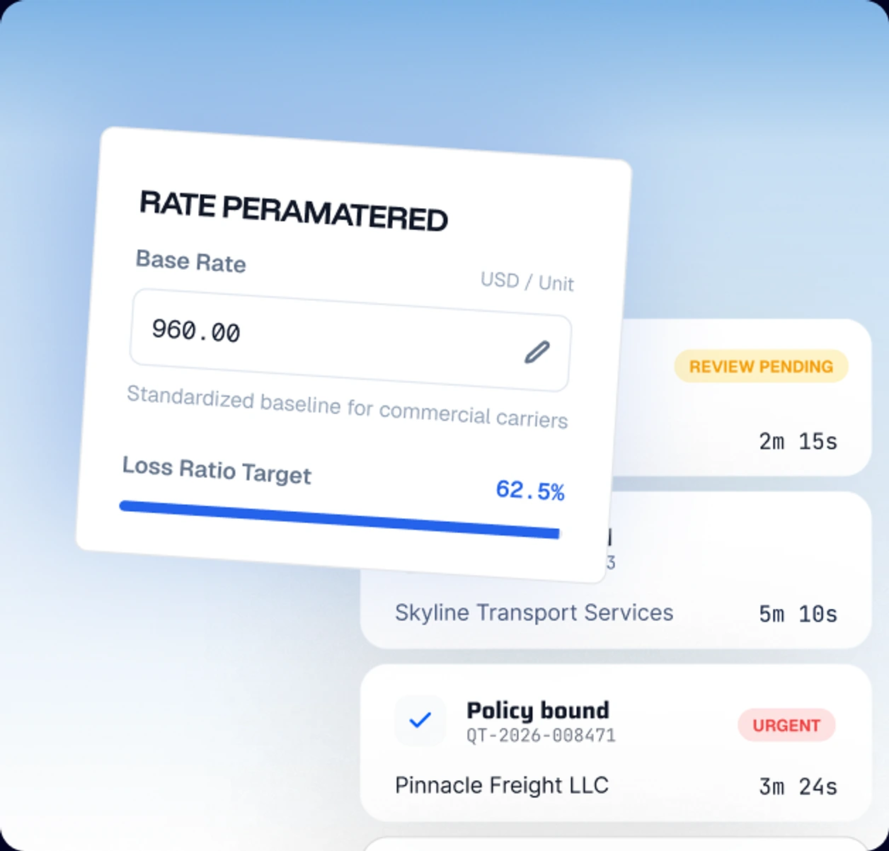 Skylab claims queue and rate configuration dashboard